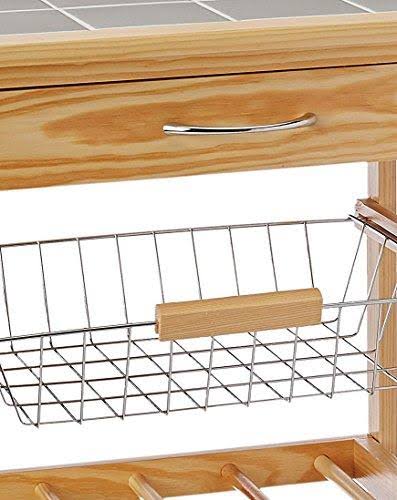 Natural Pinewood Mobile Kitchen Cart X60821