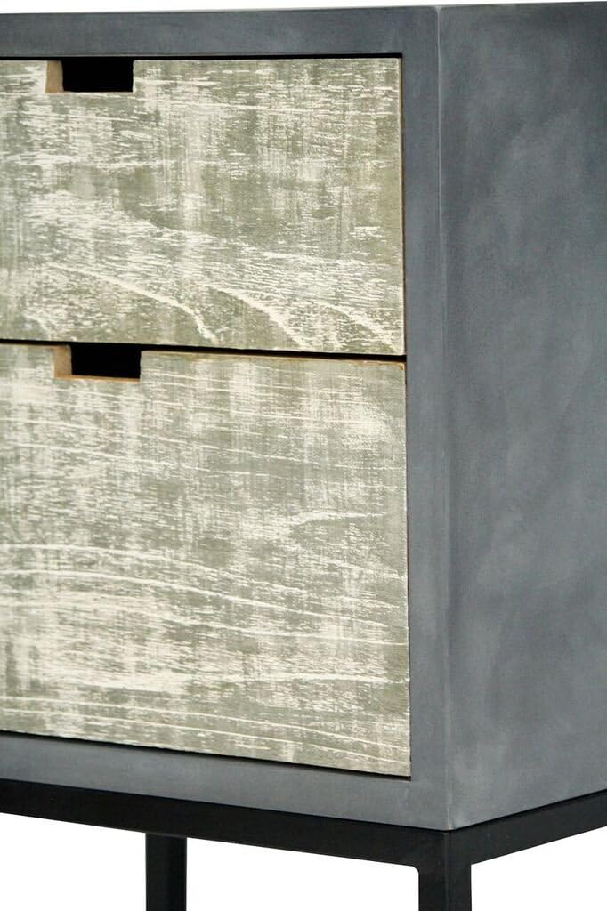 Grey and White Wash Wooden 2 Drawer 1 Door Sideboard Cabinet R147105