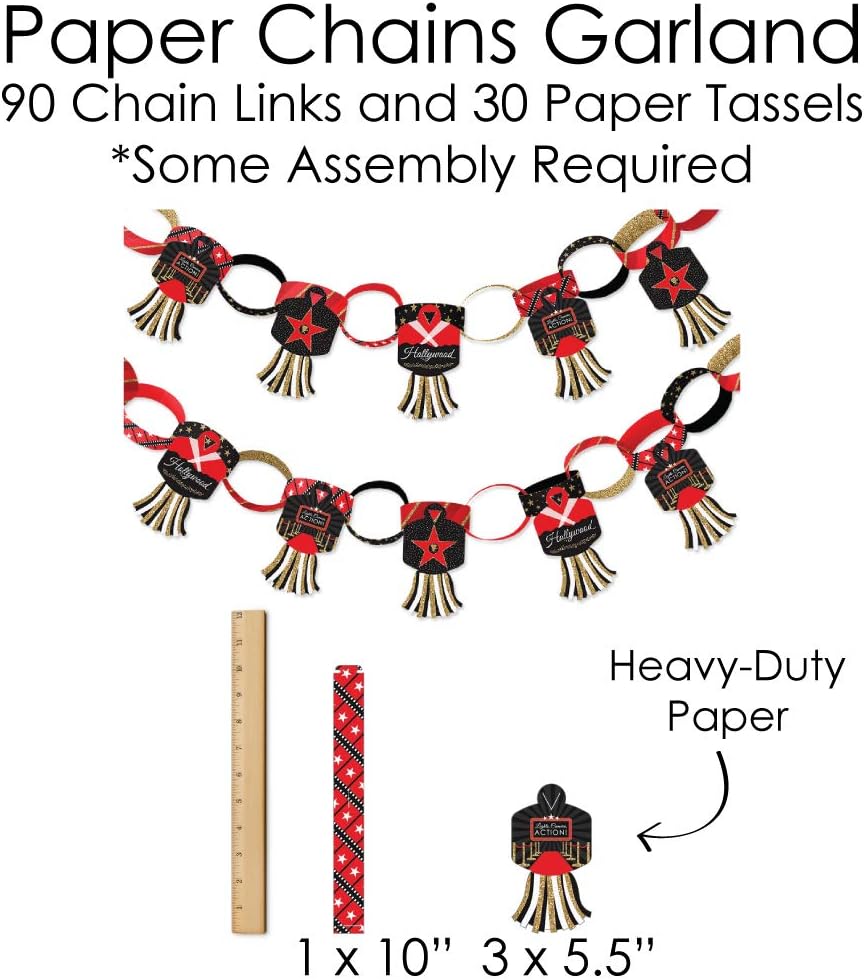 Red Carpet Hollywood Banner and Photo Booth Decorations Party Supplies Kit C94822
