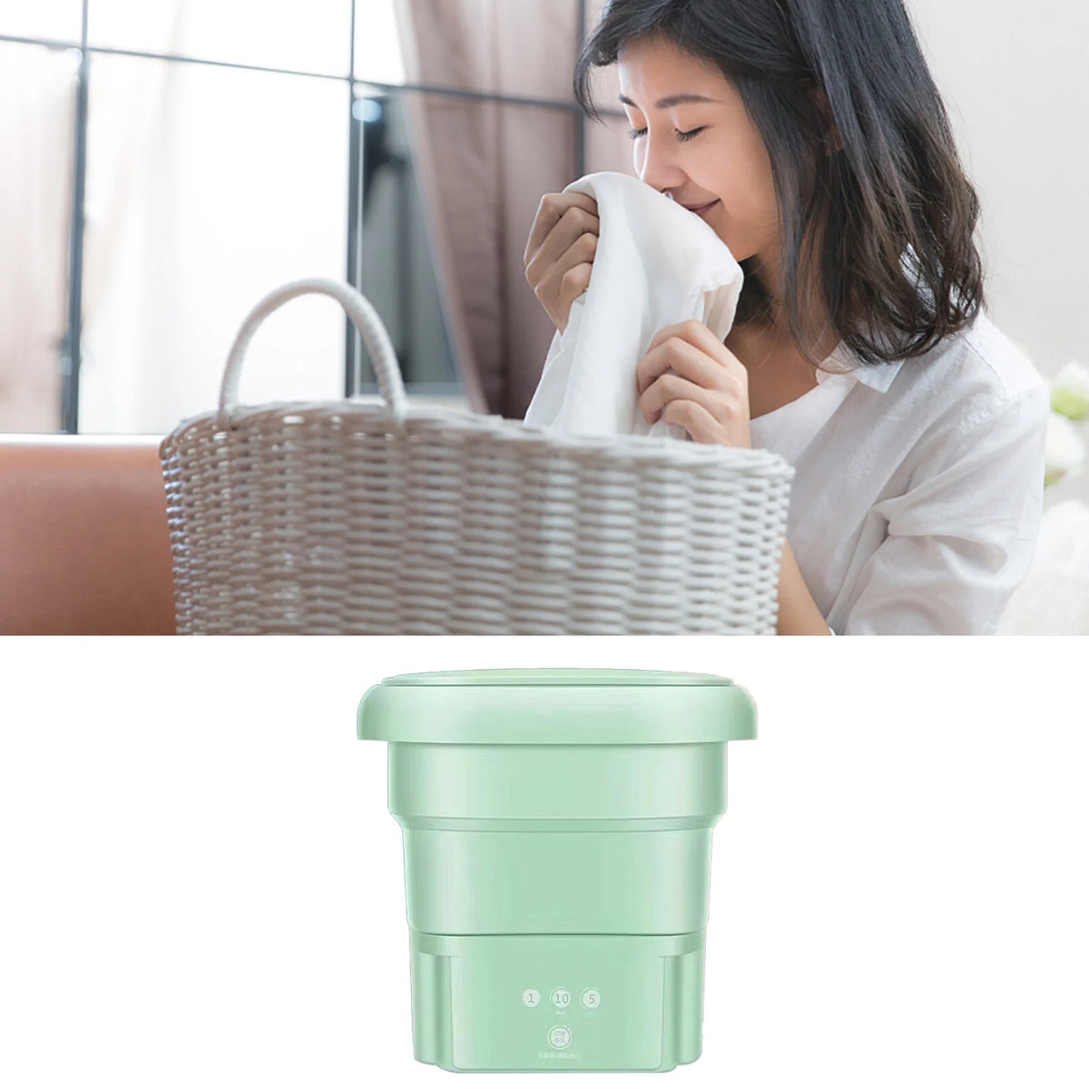 Foldable Mini Washing Machine with Drain Basket H47081