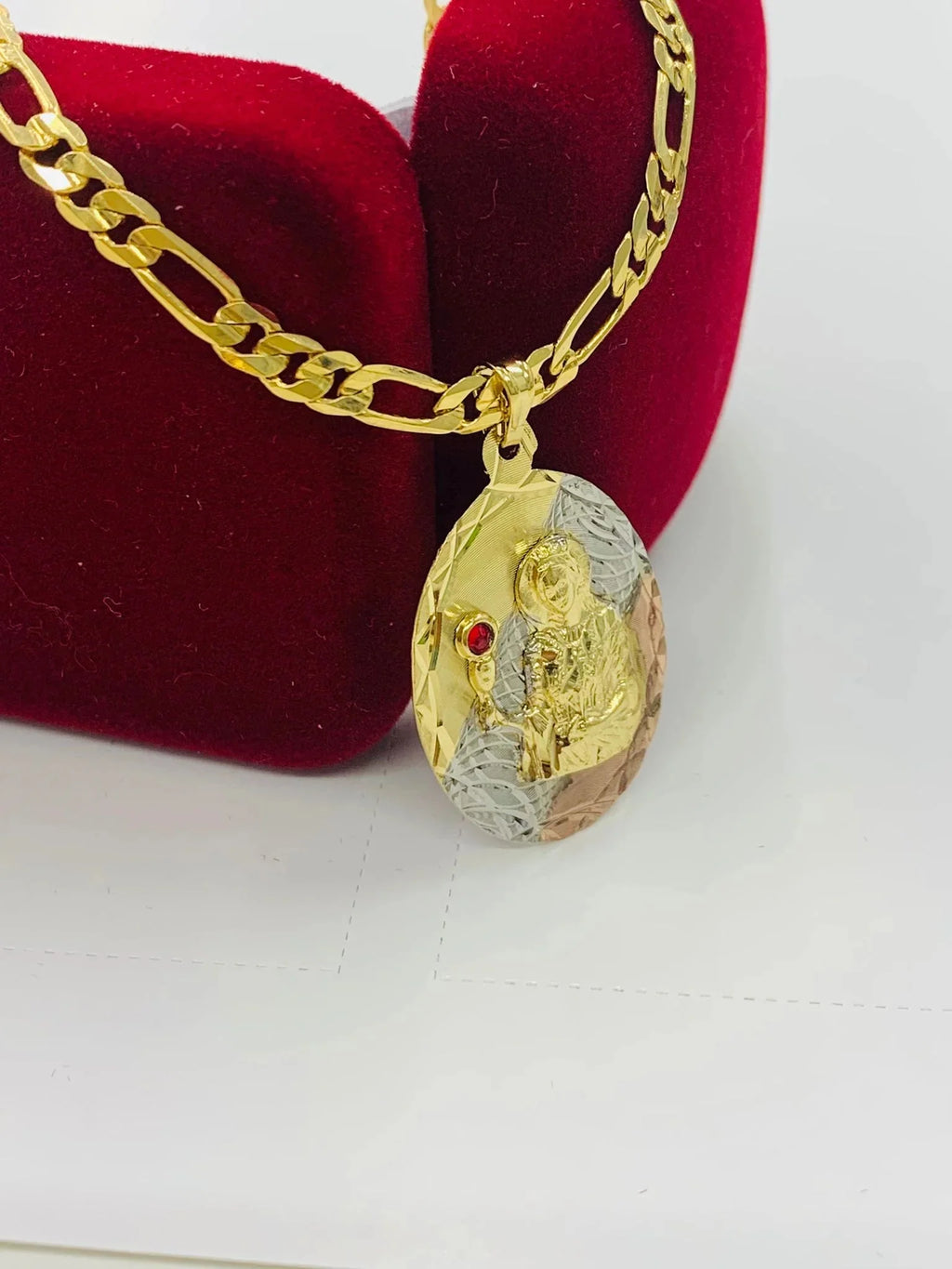 Tri Color Gold Filled 24" Figaro Link Chain Necklace U20561