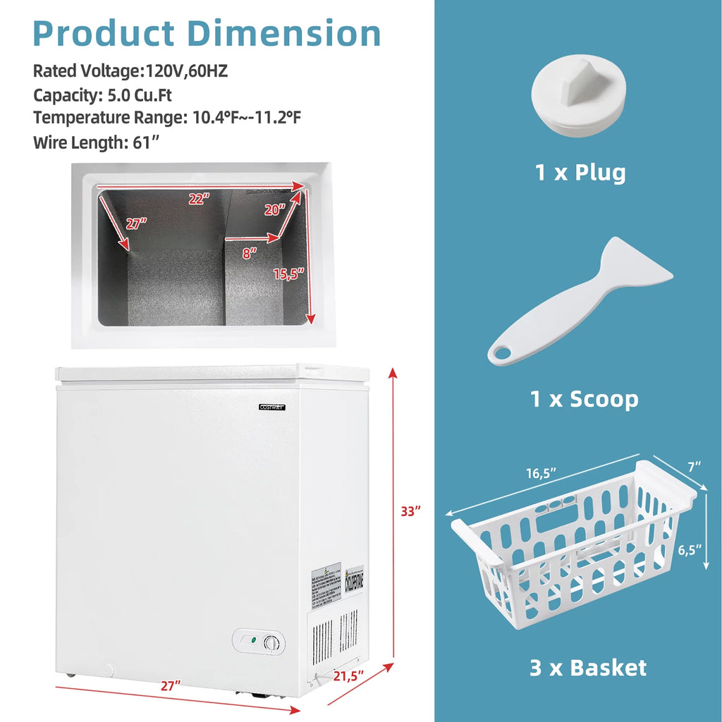 5.2 Cu.ft Chest Freezer with 3 Baskets M436