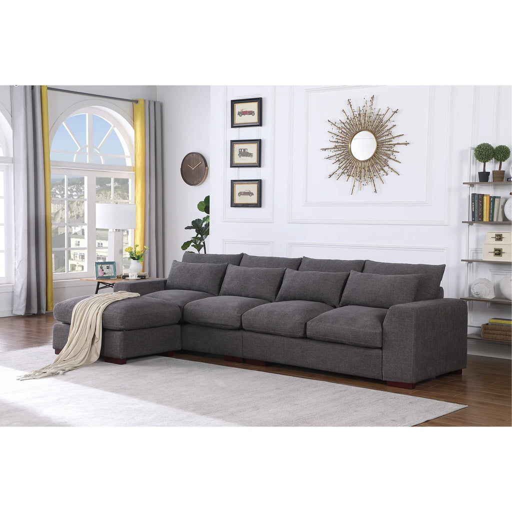 Dark Gray Fabric Modular Reversible Sectional Sofa & Ottoman D807662