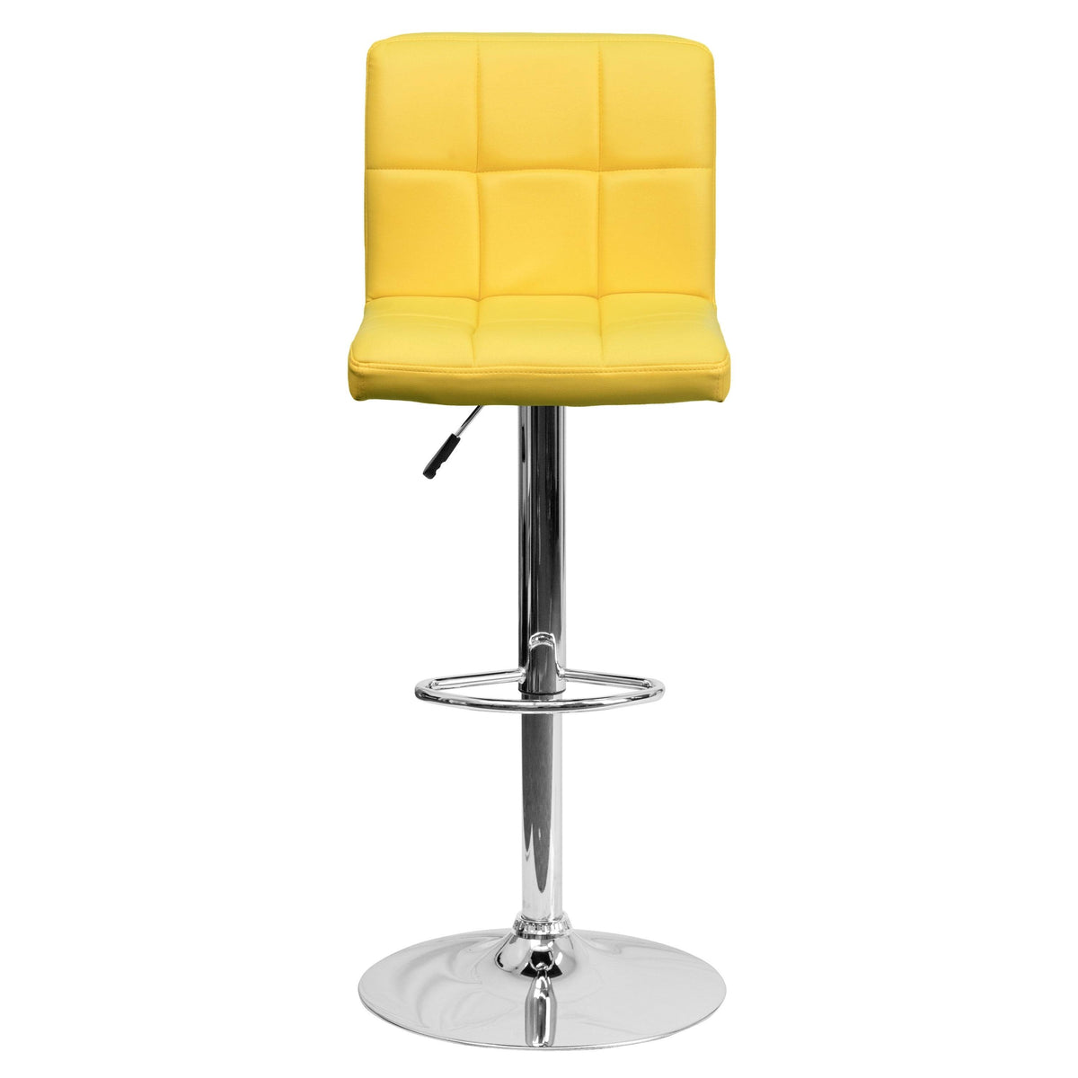 Green Quilted Vinyl Adjustable Height Barstool Set of 2 D69478