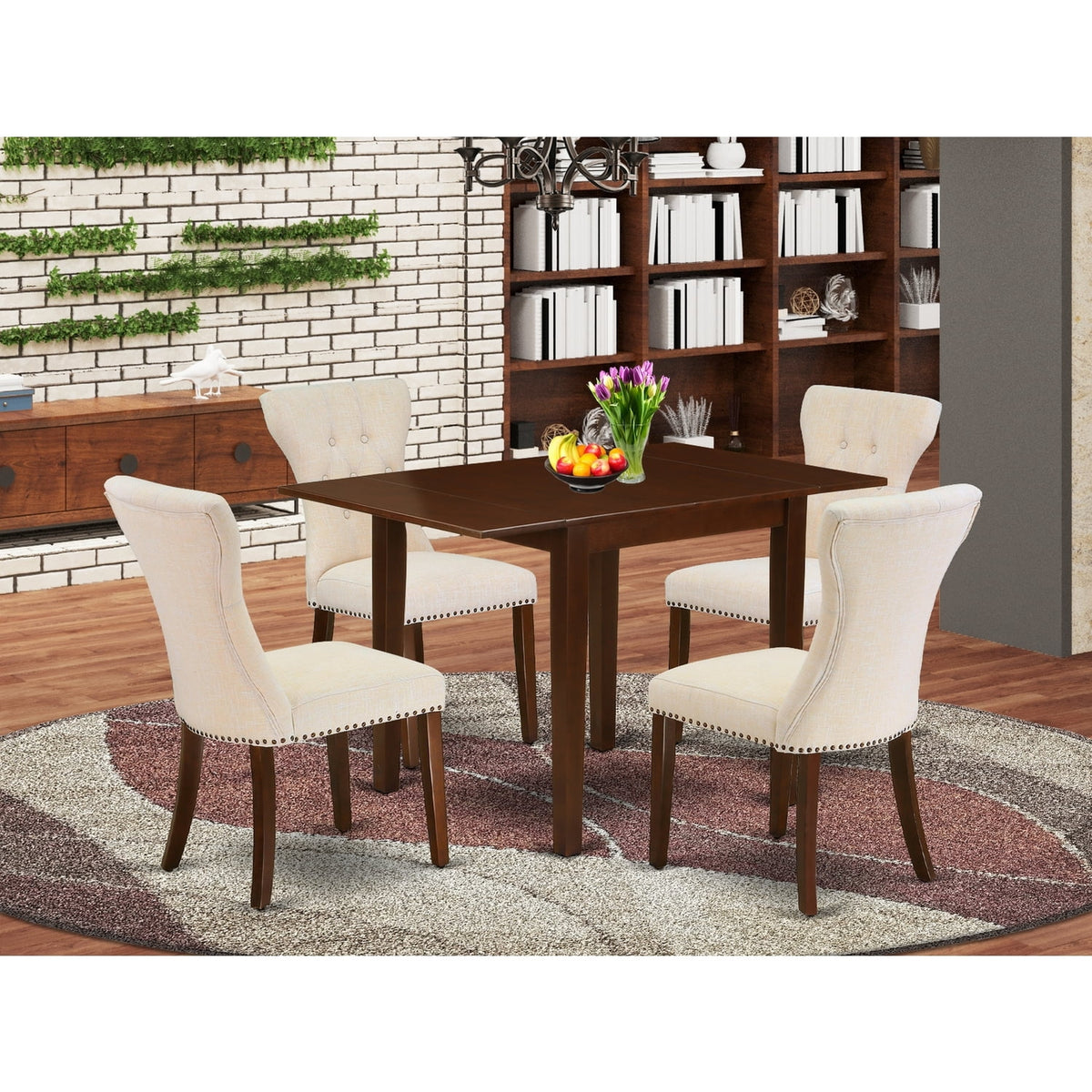 5-Piece Drop Leaf Dining Table Set with 4 Chairs R1939