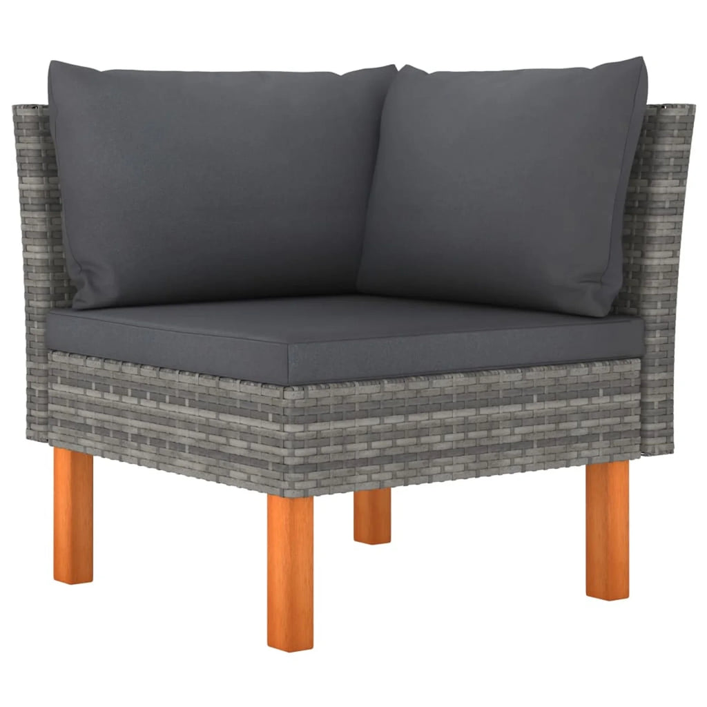 6 Piece Poly Rattan Garden Set with Cushions Gray J849942