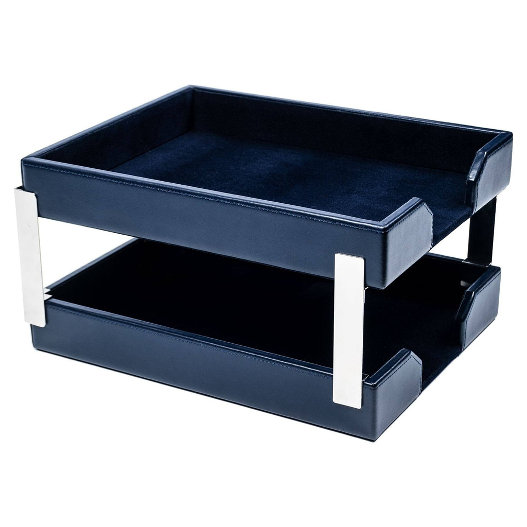 Navy Blue Bonded Leather Letter Trays Z135897