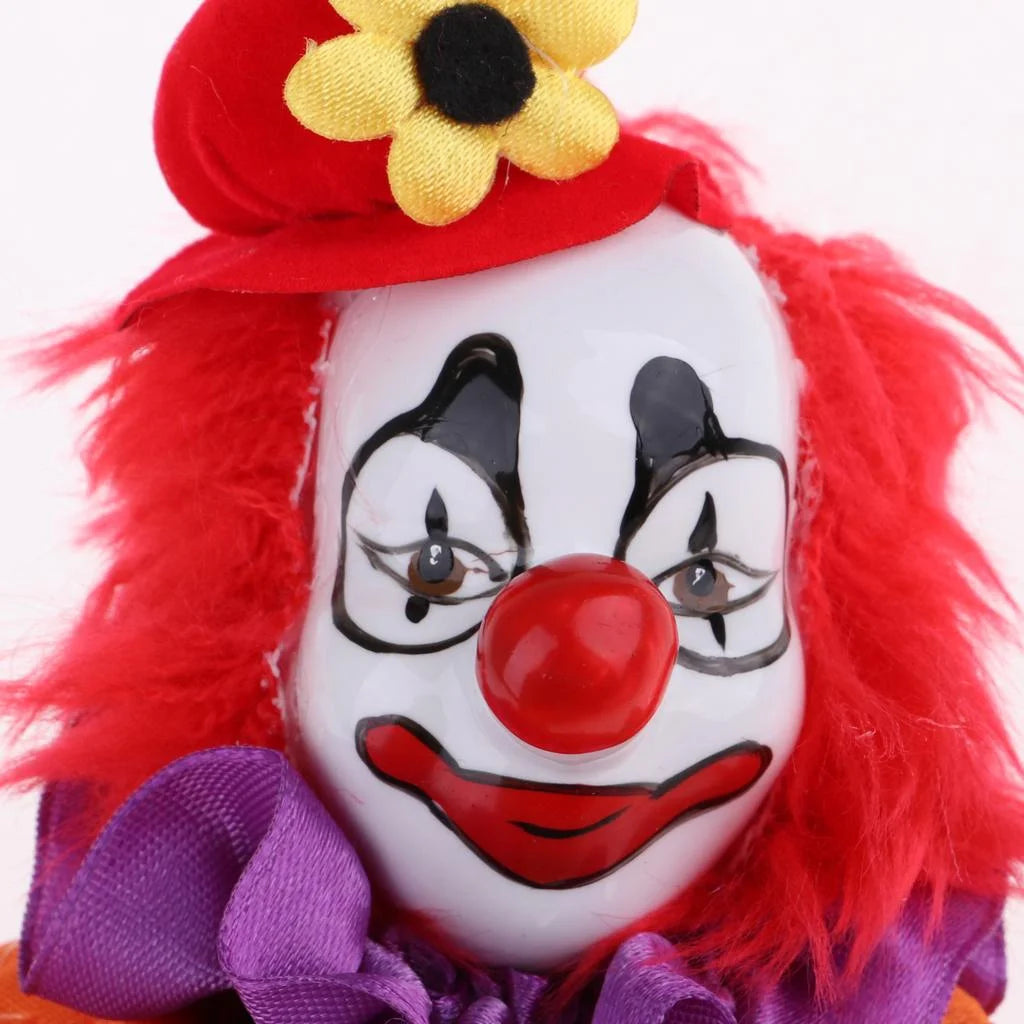 Porcelain Doll Collectibles, Hanging Foot Clown Marionette Puppet Toy, Desktop Decor Ornaments A1930