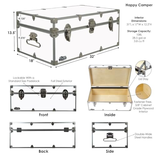 32 x 18 x 13.5 Inches Footlocker Trunk with Black Trim Q5812