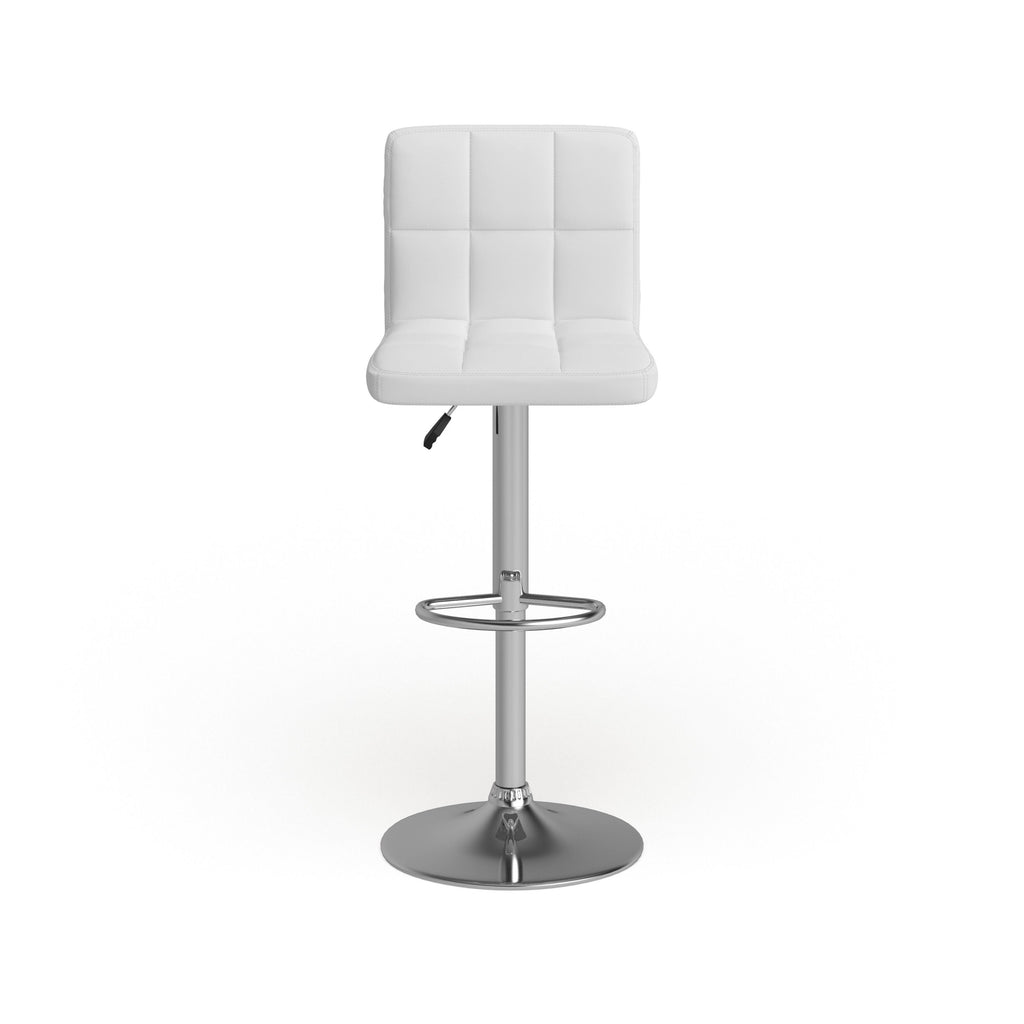 Green Quilted Vinyl Adjustable Height Barstool Set of 2 D69478