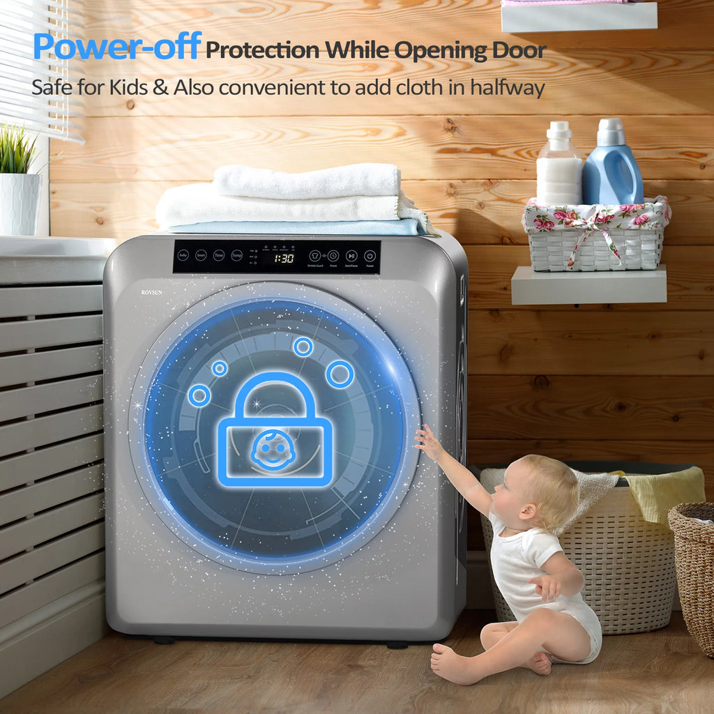 13.2LB Portable Electric Clothes Dryer, 3.5 Cu.Ft Front Load, Luxury Grey F216