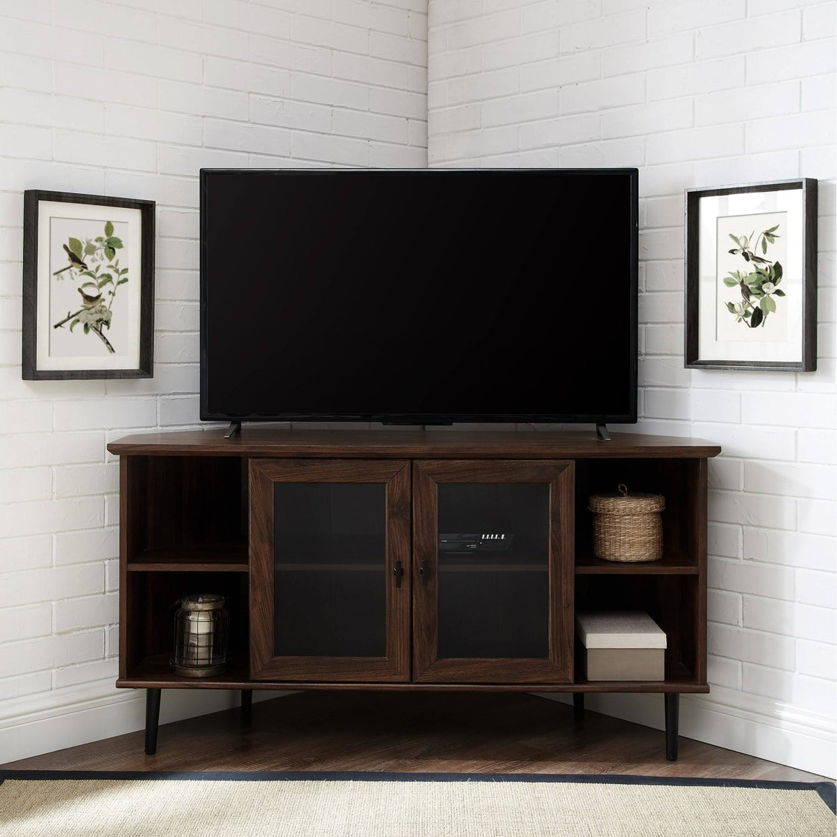 48-Inch Glass Door Corner TV Console J18685