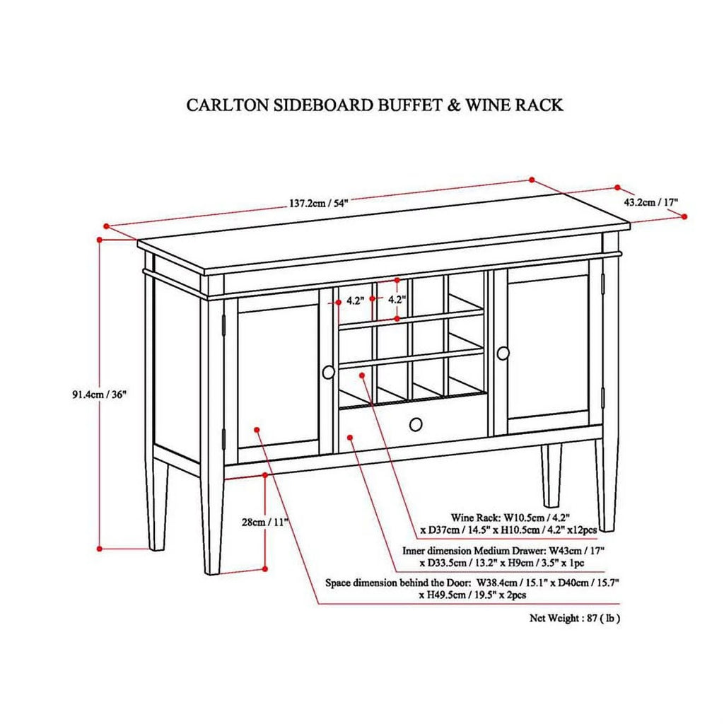 Brown Wood Sideboard Buffet Credenza and Wine Rack A282336