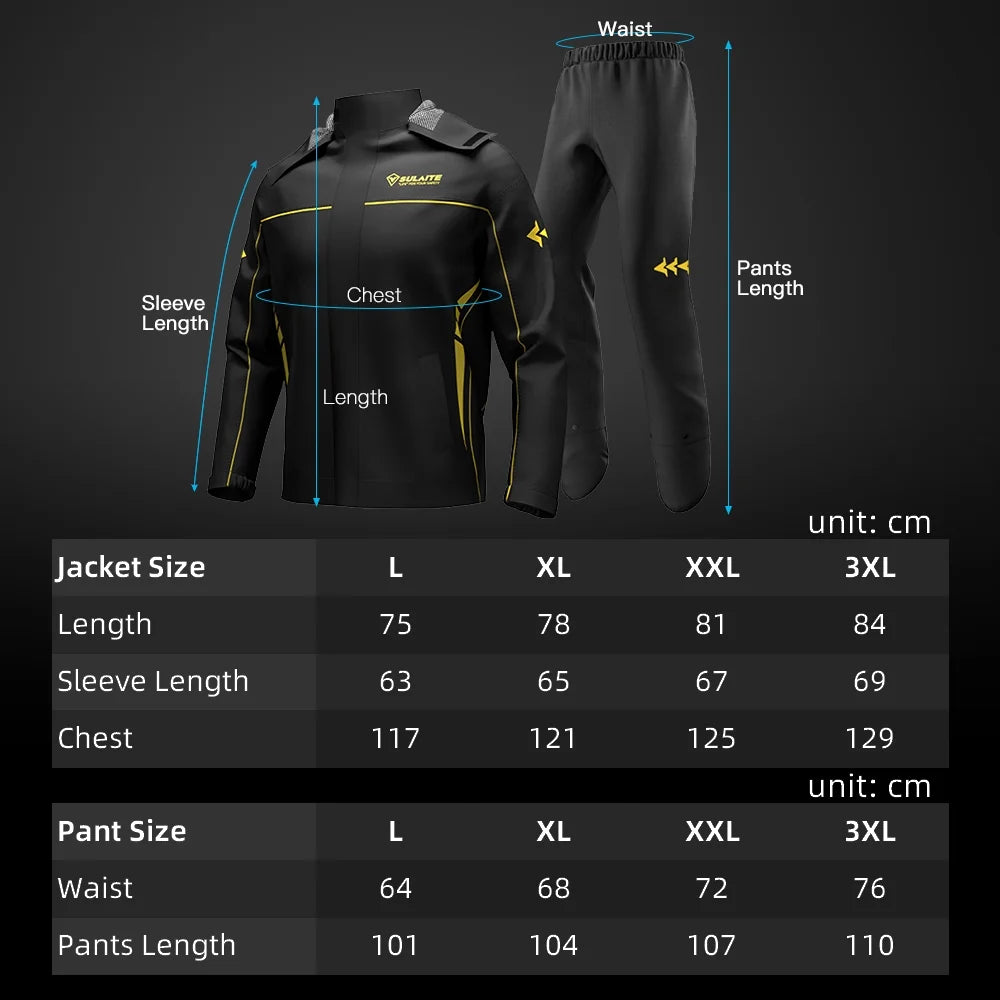 Waterproof Motorcycle Rain Suit Jacket and Pants with Storage Bag J45040