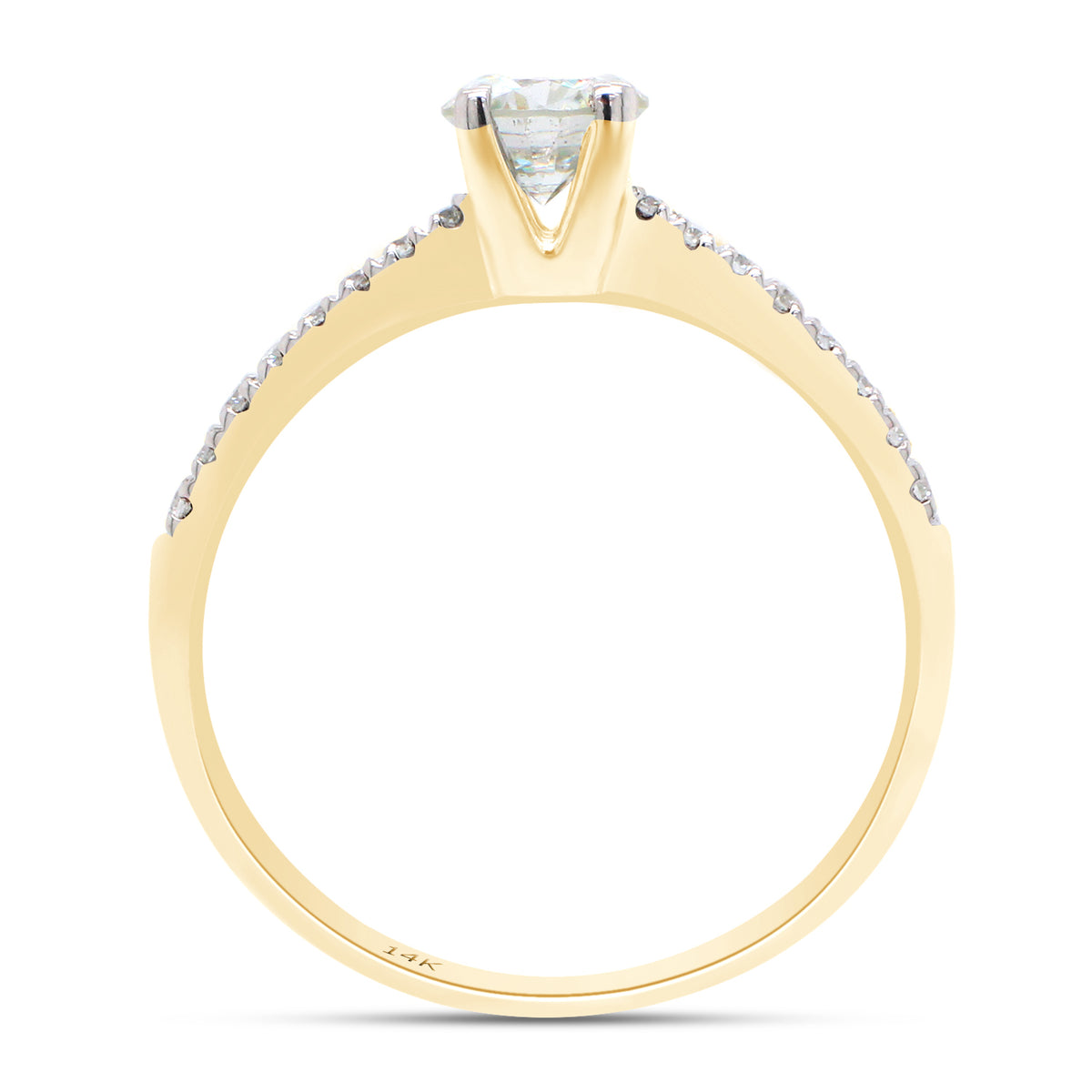 14K Solid Yellow Gold Solitaire Engagement Ring with 1/2 ct. t.w Round Cut Lab Created Moissanite C2117