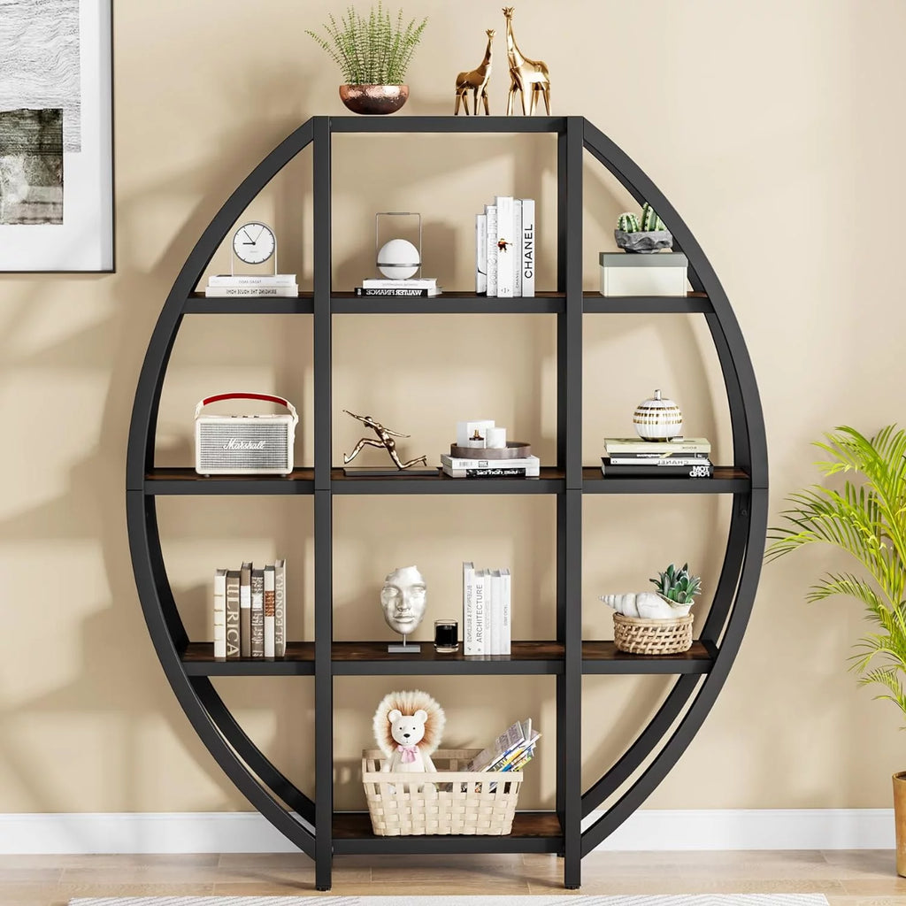 69" Tall 5 Tiers Rustic Brown Bookshelf Q342