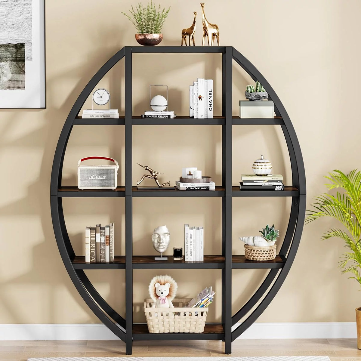 69" Tall 5 Tiers Rustic Brown Bookshelf Q342