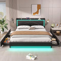 Queen Size Upholstered Platform Bed with 4 Storage Drawers Y3486