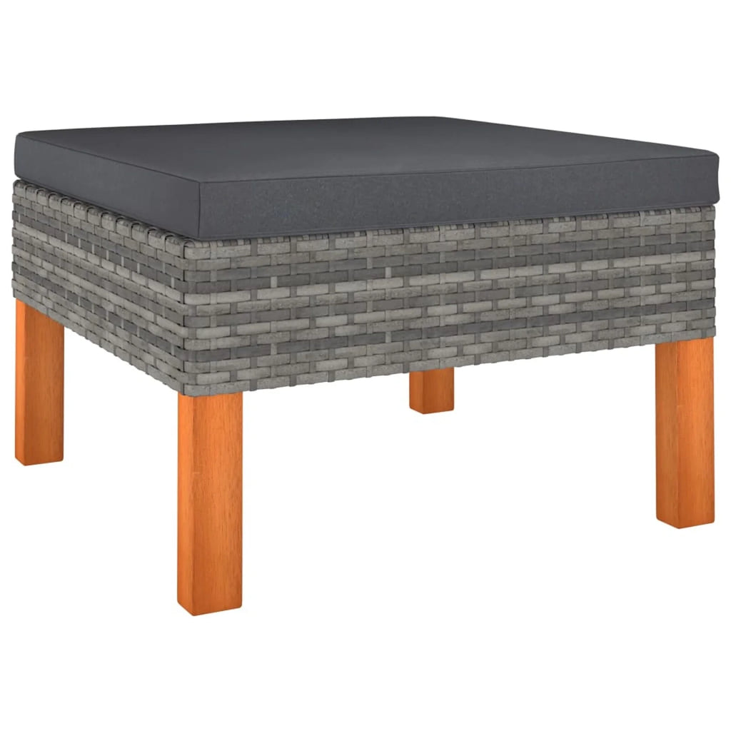 6 Piece Poly Rattan Garden Set with Cushions Gray J849942