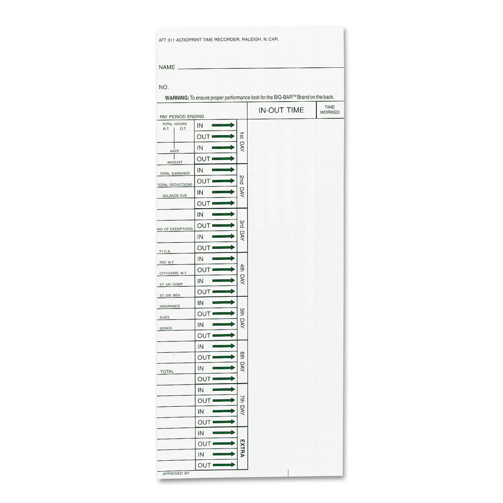 Weekly Time Cards S8340