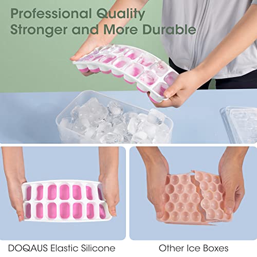 4 Pack Silicone Plastic Ice Cube Trays with Lid and Bin I647