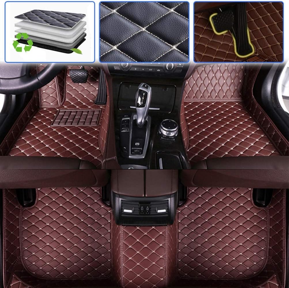 Custom Car Floor Mats Leather Waterproof Anti-Skid Full Coverage Set Black D5371