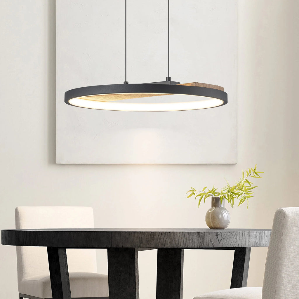 LED Circle Round Wood Pendant Y103365
