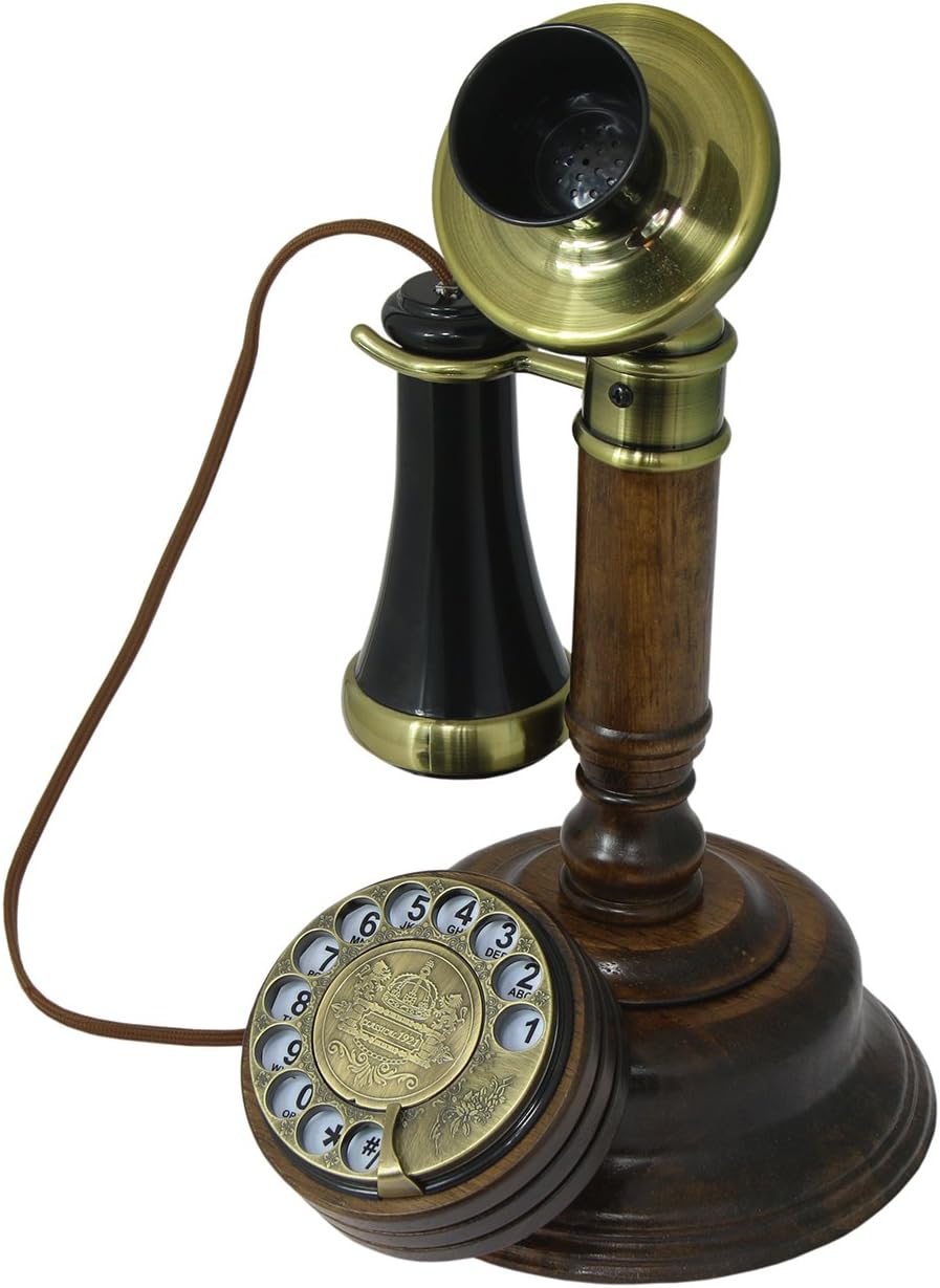Wall-Mounted Wooden Telephone with Metal Parts S8630