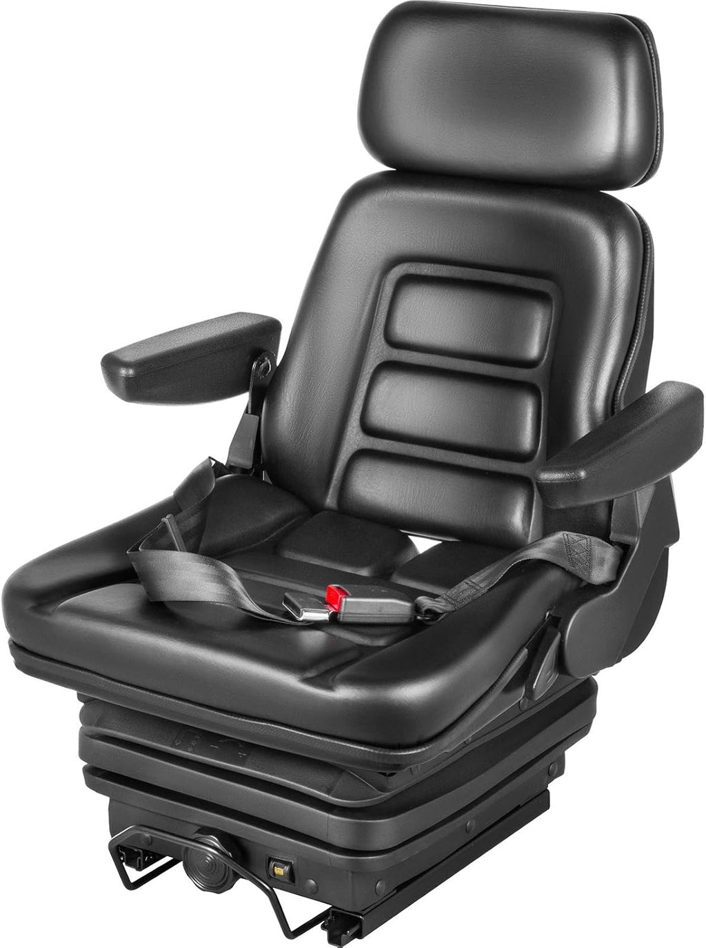 Suspension Seat with Slide Rails, Adjustable Backrest Headrest Armrest, Foldable Heavy Duty P2592