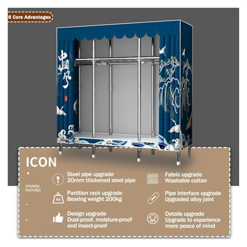 Portable Freestanding Fabric Wardrobe with Clothes Rail And Shelves L467