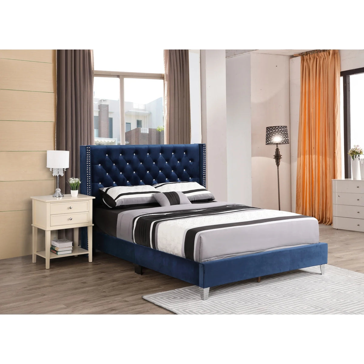 Upholstered Bed Navy Blue P797237