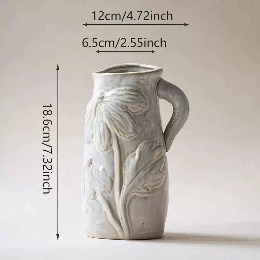 White Ceramic Vase with Handle R315