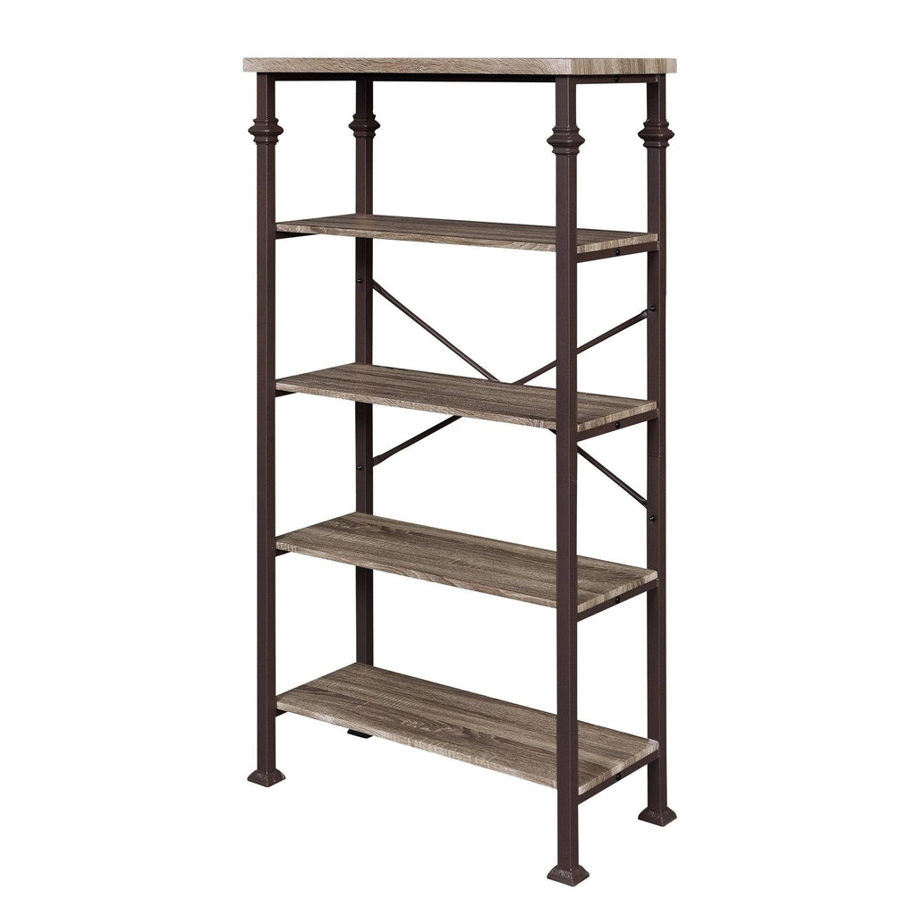 5-Tier Grey Oak Metal Bookshelf T579704