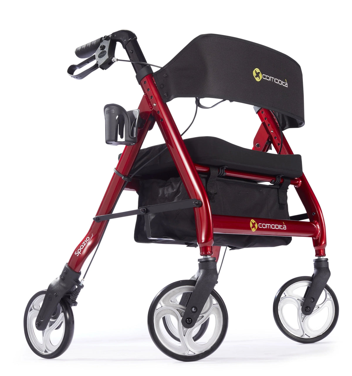 Extra Wide Heavy-Duty Rollator Walker with 20 Wide Nylon Seat 440 lb Weight Capacity Metallic Red R7986