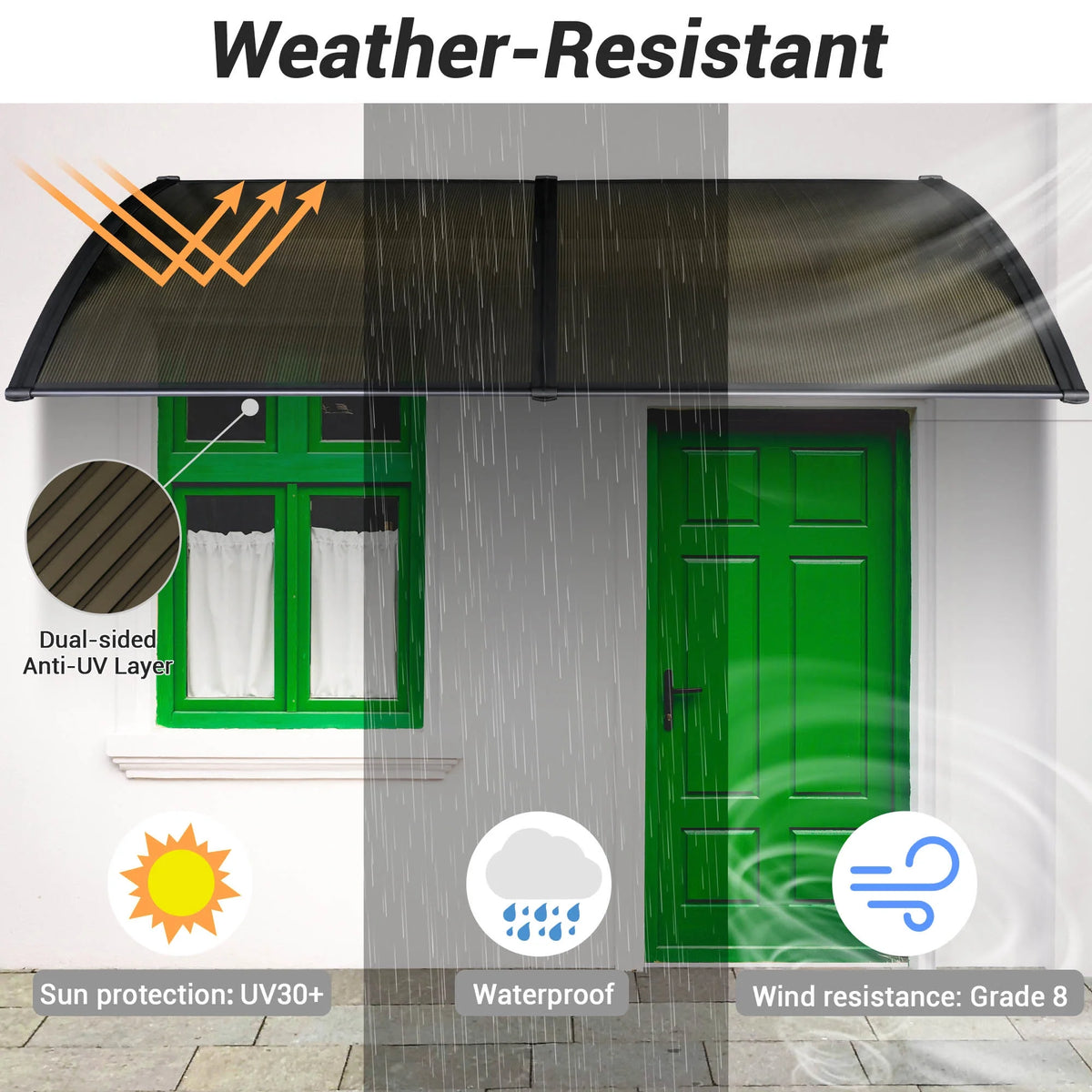 Transparent UV Protected Awning Kit, 2x PC Sheets V5889