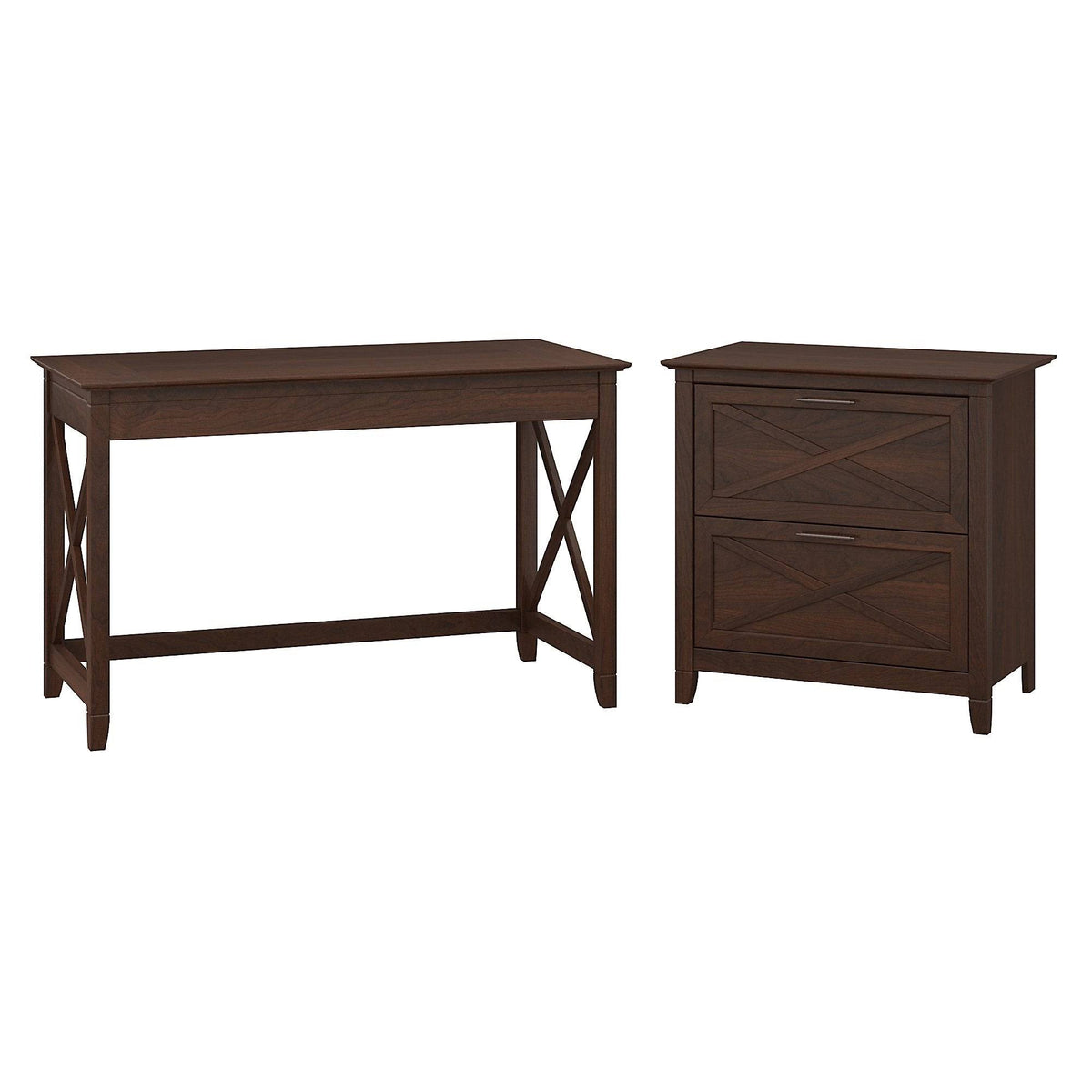 48-Inch Writing Desk with Lateral File Cabinet Y72596