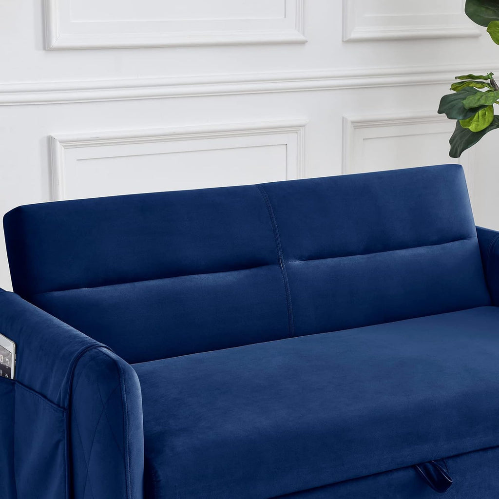 55" Velvet Convertible Sleeper Sofa with Pull Out Bed J3580