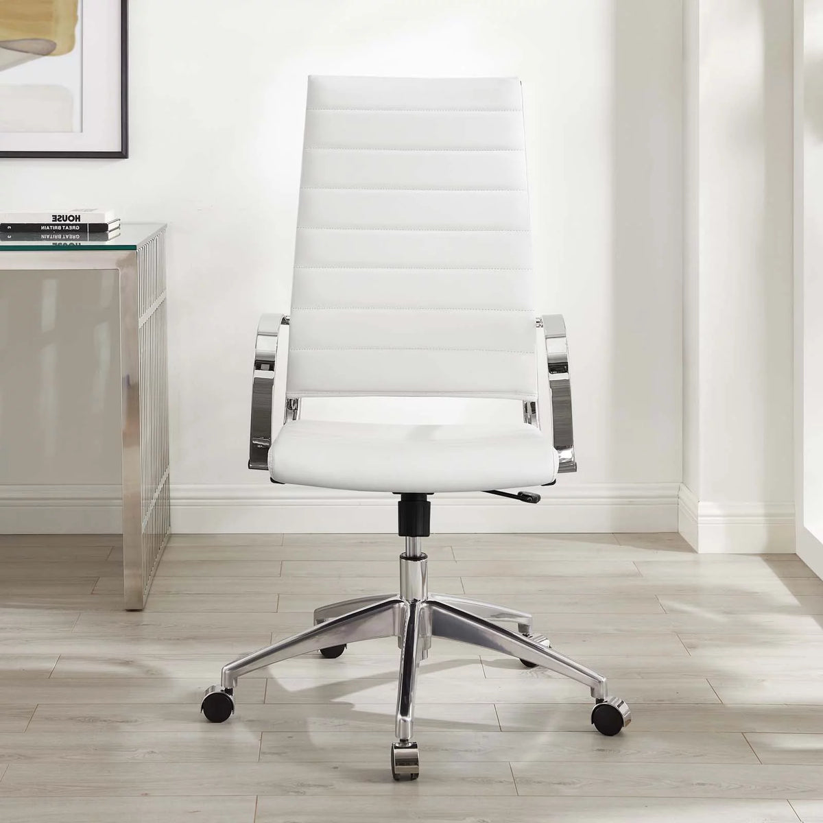 White Faux Leather High Back Chair C594660