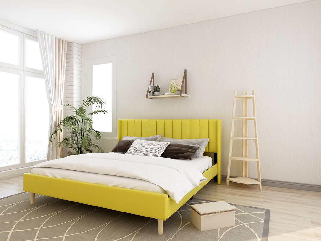 Full Low Profile Upholstered Platform Bed Dark-Grey Velvet P268