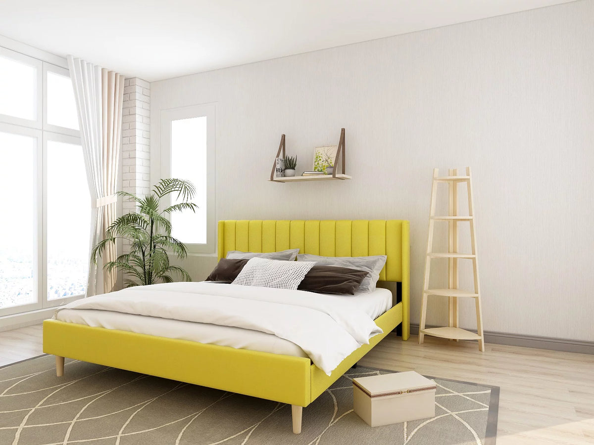 Full Low Profile Upholstered Platform Bed Dark-Grey Velvet P268