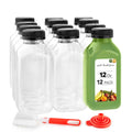 12 Pack Reusable Clear Plastic Juice Bottles with Caps X19458