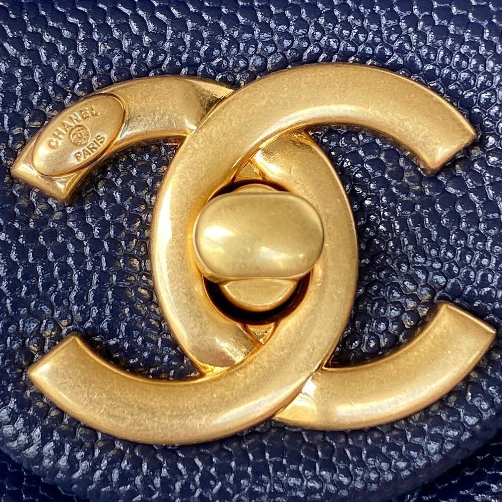 Navy Blue Mini Flap Bag with Top Handle T492931