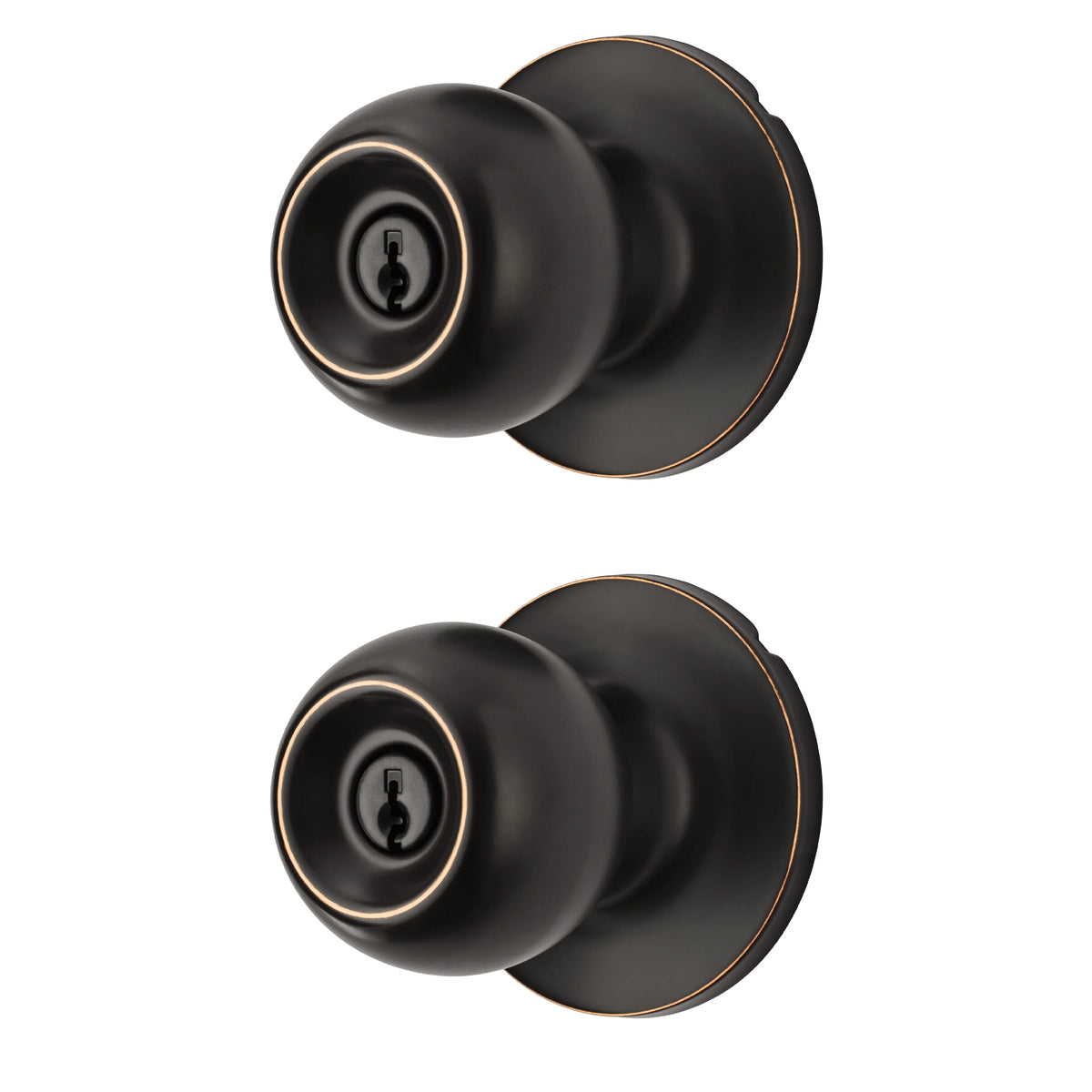 Oil-Rubbed Bronze Ball Locking Doorknobs Twin Pack E636
