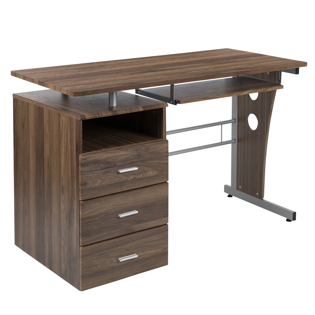 Rustic Walnut Desk with Three Drawer P162584