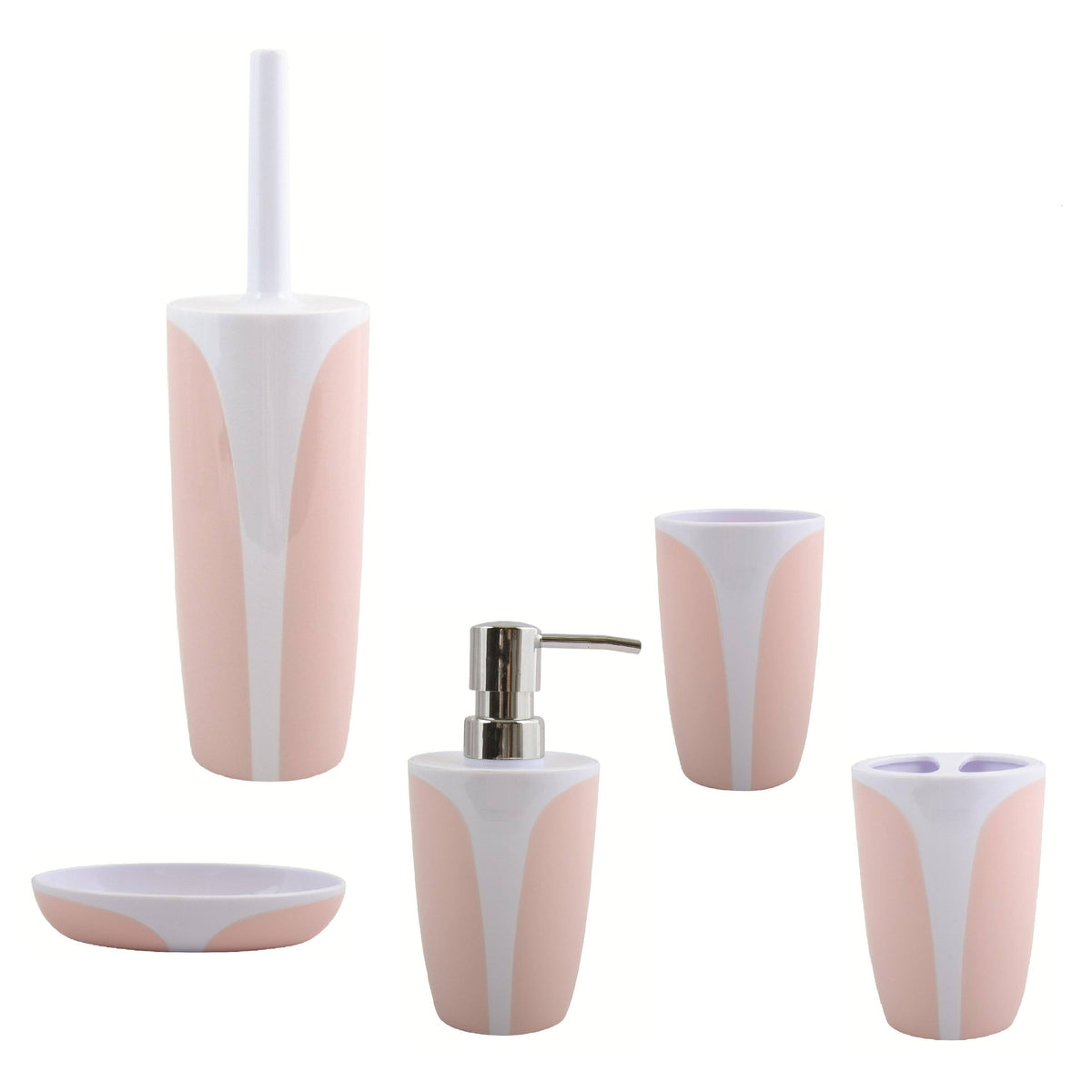 Pastel Pink 5-Piece Bathroom Accessories Set O8984