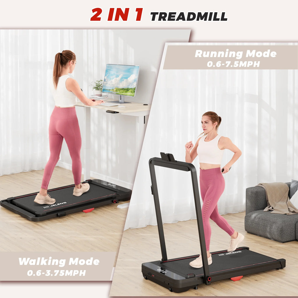 2 in 1 Folding Treadmill with Remote Control and LED Display N170