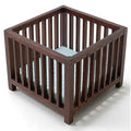 Walnut Slatted Play Pen with Blue Fabric O815