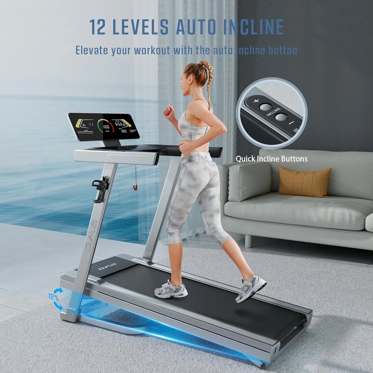 Foldable Electric Treadmill with 2.5 HP and 3-level Incline P748