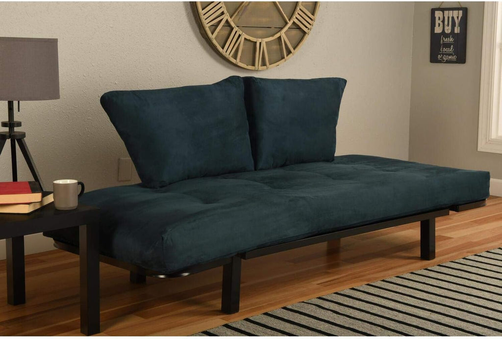 Black Lounger Frame with Suede Navy Mattress V737