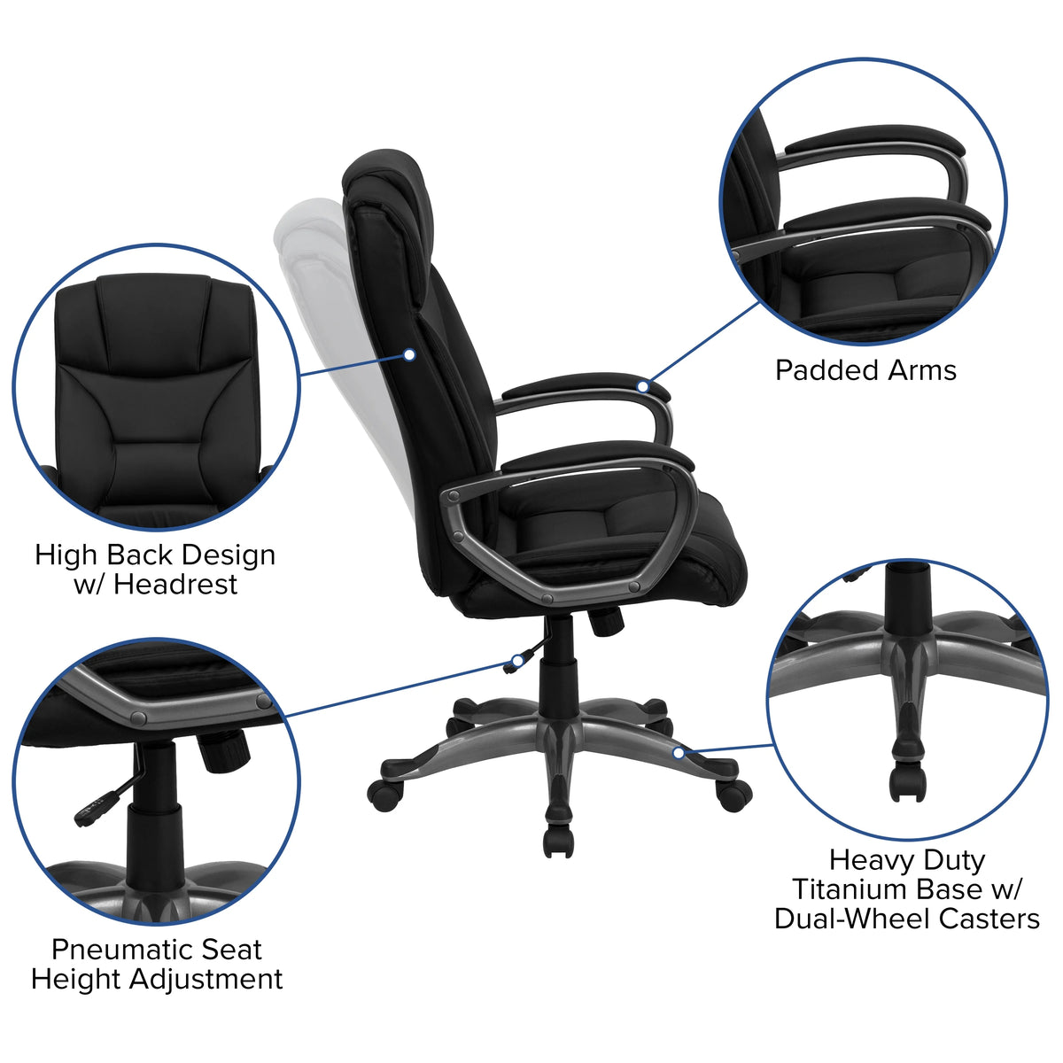 Black LeatherSoft Executive Swivel Office Chair S234164